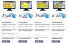 The different products of the ArtCAM range of creative CNC software