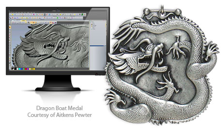 Dragon Boat medal courtesy of Aitkens Pewter and designed in ArtCAM Pro